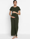 Green Maternity Pants With Drawstring