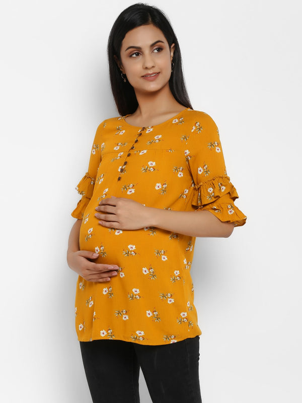 Boho Button Front Maternity & Nursing blouse