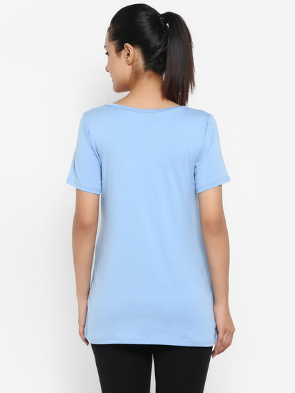 Maternity UnderBelly Leggings & Nursing T-Shirt Set- Light Blue
