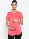 Maternity Under-Belly Leggings & T-Shirt Set- Peach