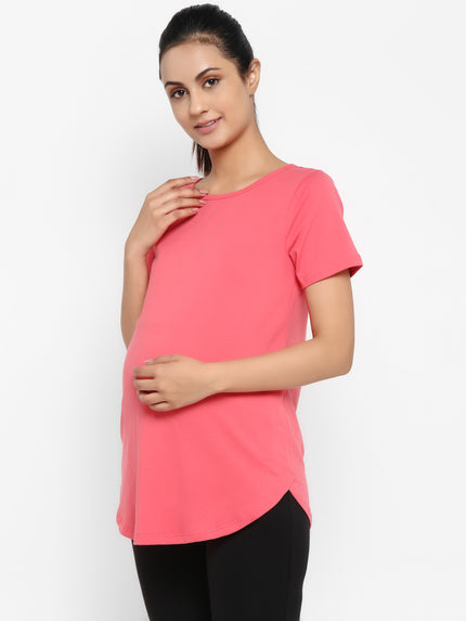 Maternity Under-Belly Leggings & T-Shirt Set- Peach