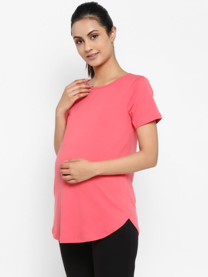 2pc. Maternity UnderBelly Leggings + T-Shirt - Peach