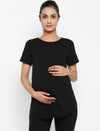 Maternity Over-Belly Leggings & T-Shirt Set- Black