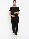 Maternity Under-Belly Leggings & T-Shirt Set- Black