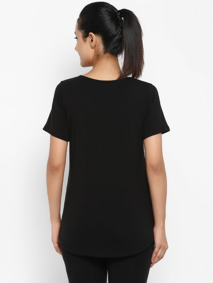 Maternity Over-Belly Leggings & T-Shirt Set- Black
