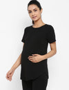 Maternity Over-Belly Leggings & T-Shirt Set- Black