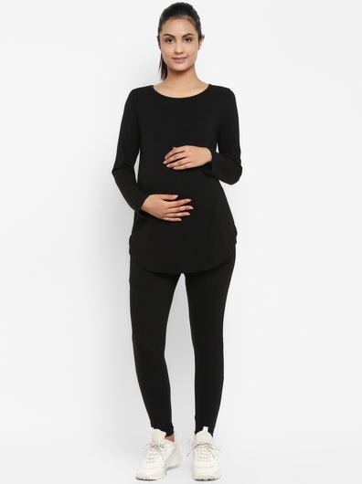 Black Maternity Leggings & Top