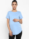 Maternity Under-Belly Leggings & T-Shirt Set- Light Blue