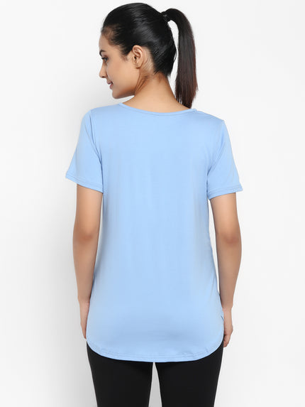 Maternity Under-Belly Leggings & T-Shirt Set- Light Blue