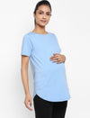 Maternity Under-Belly Leggings & T-Shirt Set- Light Blue
