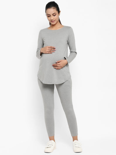 Grey Maternity Top and Legging Set