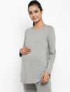 Maternity Under-Belly Leggings & T-Shirt Set- Grey