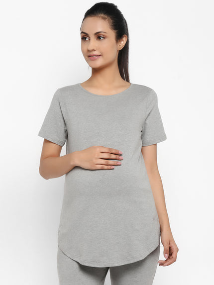 Maternity Under-Belly Leggings & T-Shirt Set- Grey