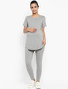 Maternity Over-Belly Leggings & T-Shirt Set- Grey