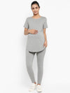 Maternity Under-Belly Leggings & T-Shirt Set- Grey
