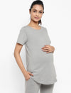 Maternity Over-Belly Leggings & T-Shirt Set- Grey