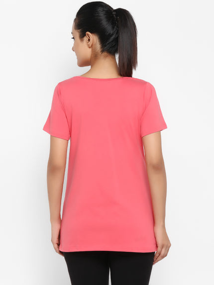 Maternity UnderBelly Leggings & Nursing T-Shirt Set- Peach