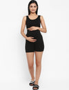 2pc. Set- Maternity Bra + Over Belly Shorts - Black