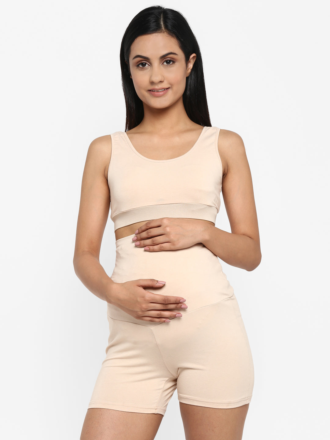 Buy Maternity Bra with Over Belly Shorts - Skin