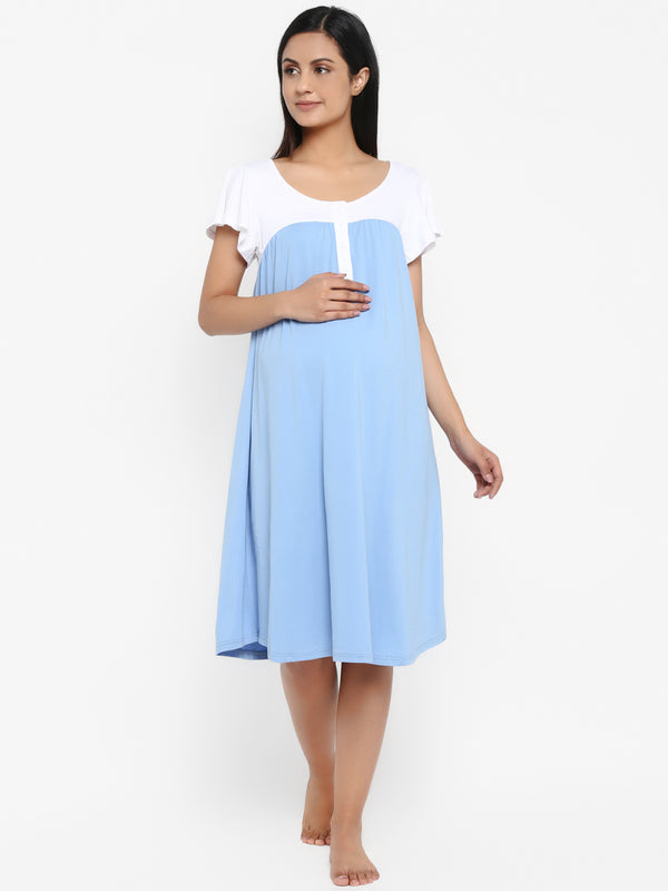 Plus Size Blue Ruffle Maternity Bridal Sleepwear Dress For Photoshoots,  Baby Showers, And Lingerie From Verycute, $34.26 | DHgate.Com