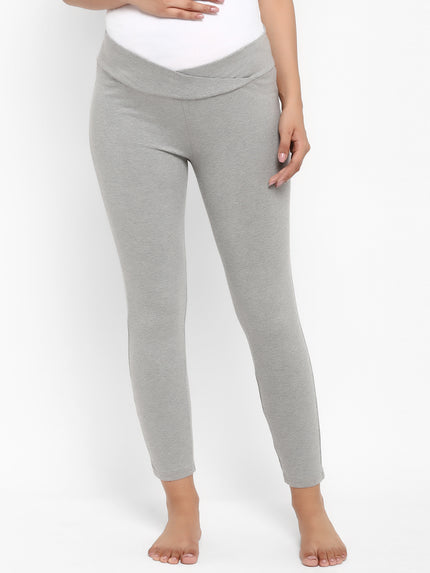 Maternity UnderBelly Leggings & Nursing T-Shirt Set- Grey