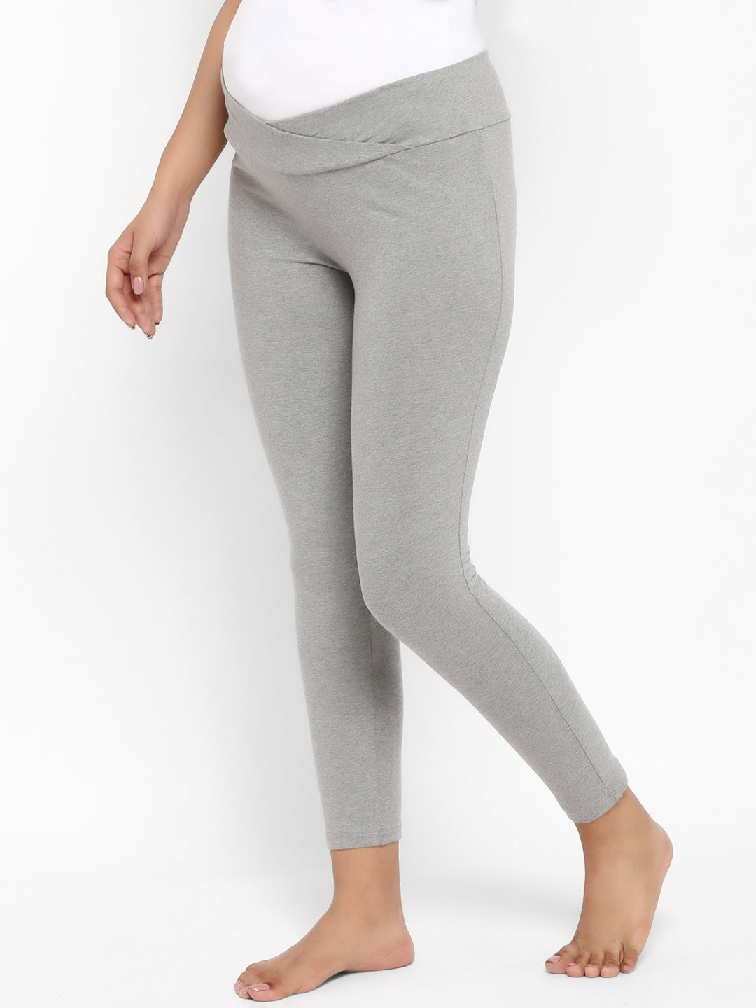 Maternity Crossover Under Belly Leggings - Grey