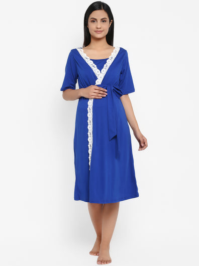 Maternity Fancy Lace Nursing Night Gown