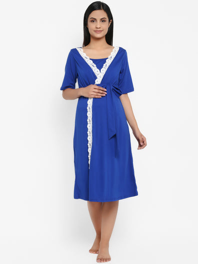 Maternity Fancy Lace Nursing Night Gown