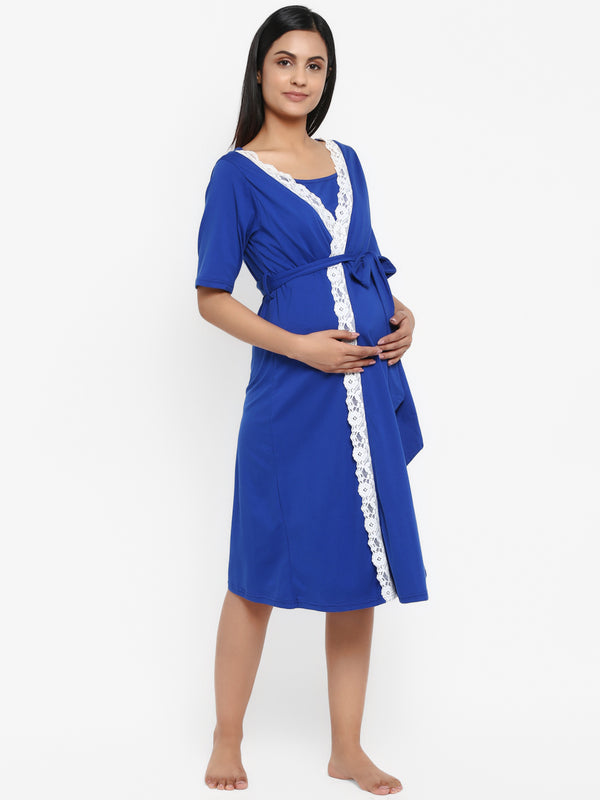 Maternity Fancy Lace Nursing Night Gown
