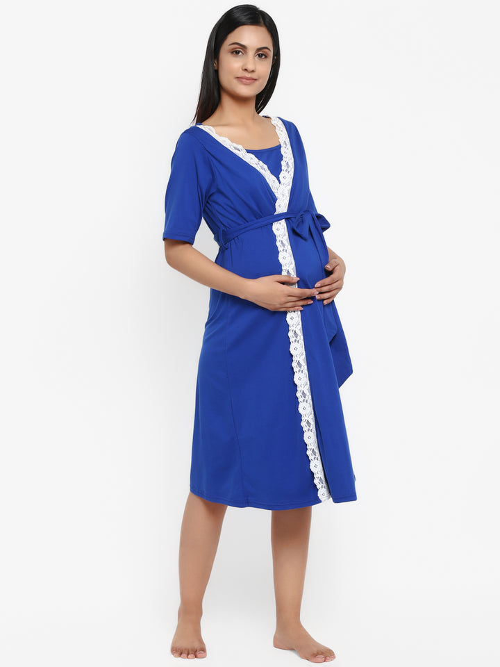 Maternity Fancy Lace Nursing Night Gown