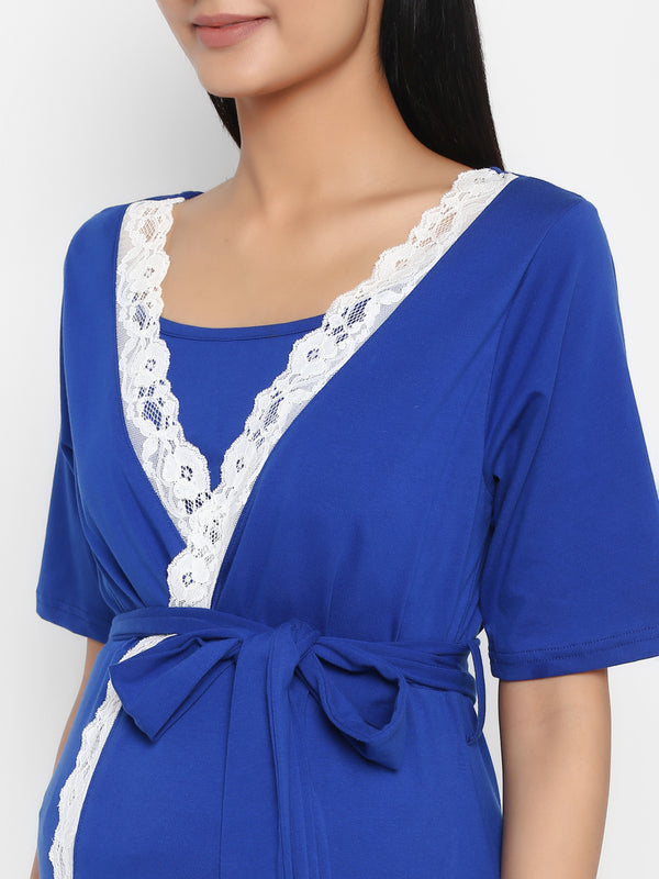 Maternity Fancy Lace Nursing Night Gown