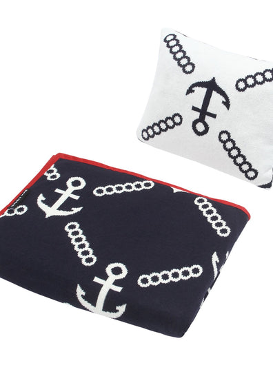 Baby Blanket Anchor Print with Pillow