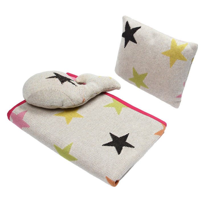 Baby Blanket with Pillow and Toy Multi-color Star Print