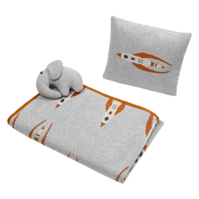 Baby Blanket with Pillow and Baby Elephant Rocket Print