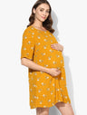 Maternity Dress A-line Mustard Floral Print