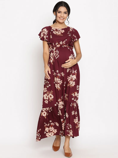 Maternity Maxi Dress with Zip