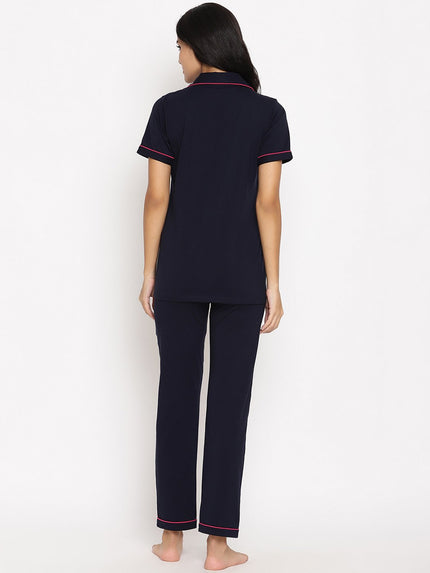 Blue Short Sleeve Maternity Pajama Set