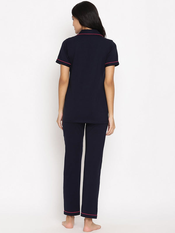 Blue Short Sleeve Maternity Pajama Set