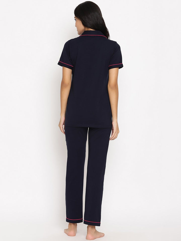 Blue Short Sleeve Maternity Pajama Set