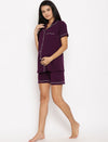 Maternity Night Suit Shorts Set- Purple