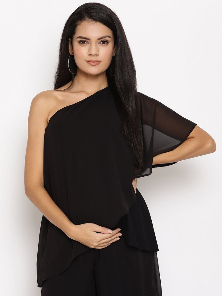 Maternity One-Shoulder Georgette Top