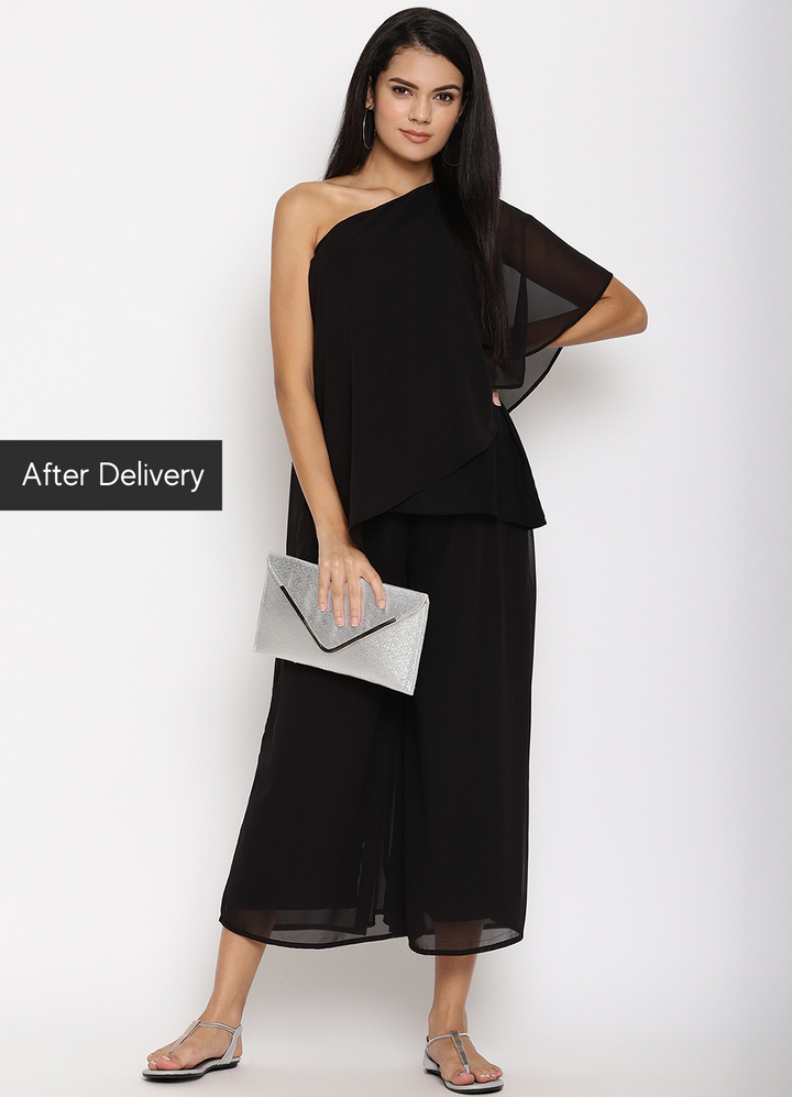 Maternity One-Shoulder Georgette Top