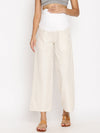 Maternity Cotton Linen Palazzo Pants-Beige