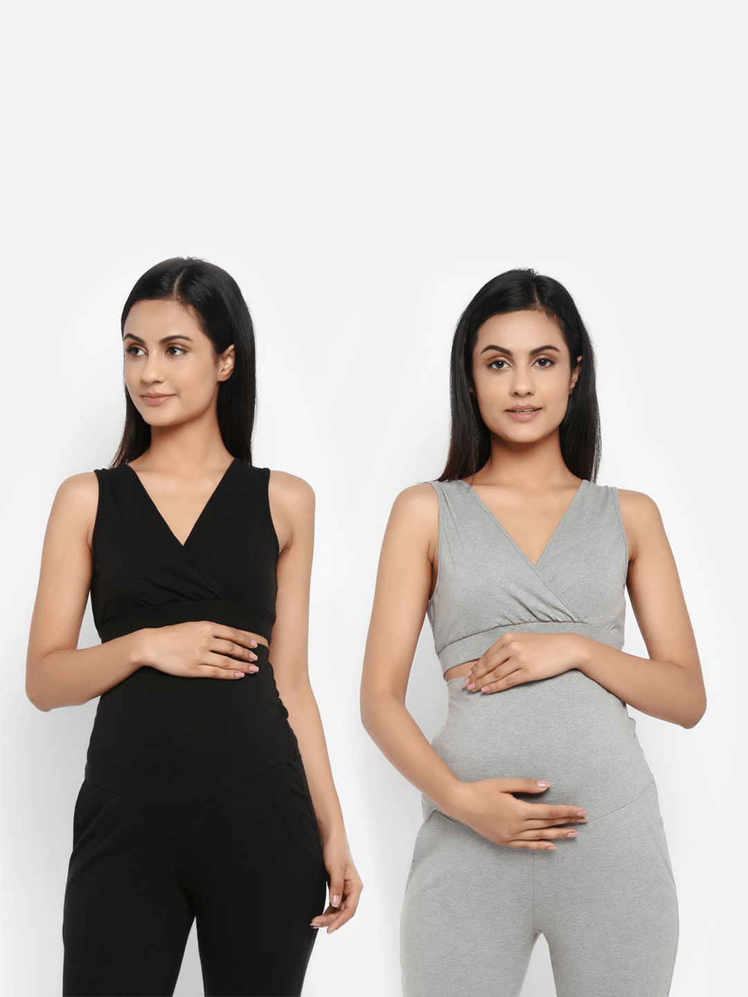 Pack of 2 Crossover Maternity Bra – Black & Grey