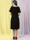 Stretchy Maternity Rib-knit Dress- Black