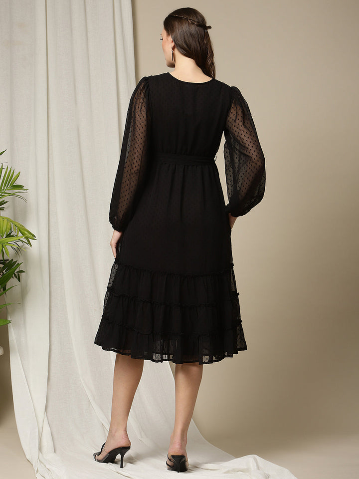 Black Tiered Maternity Dress