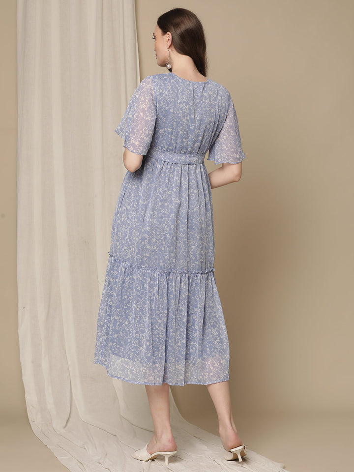 Blue Floral Maternity Dress
