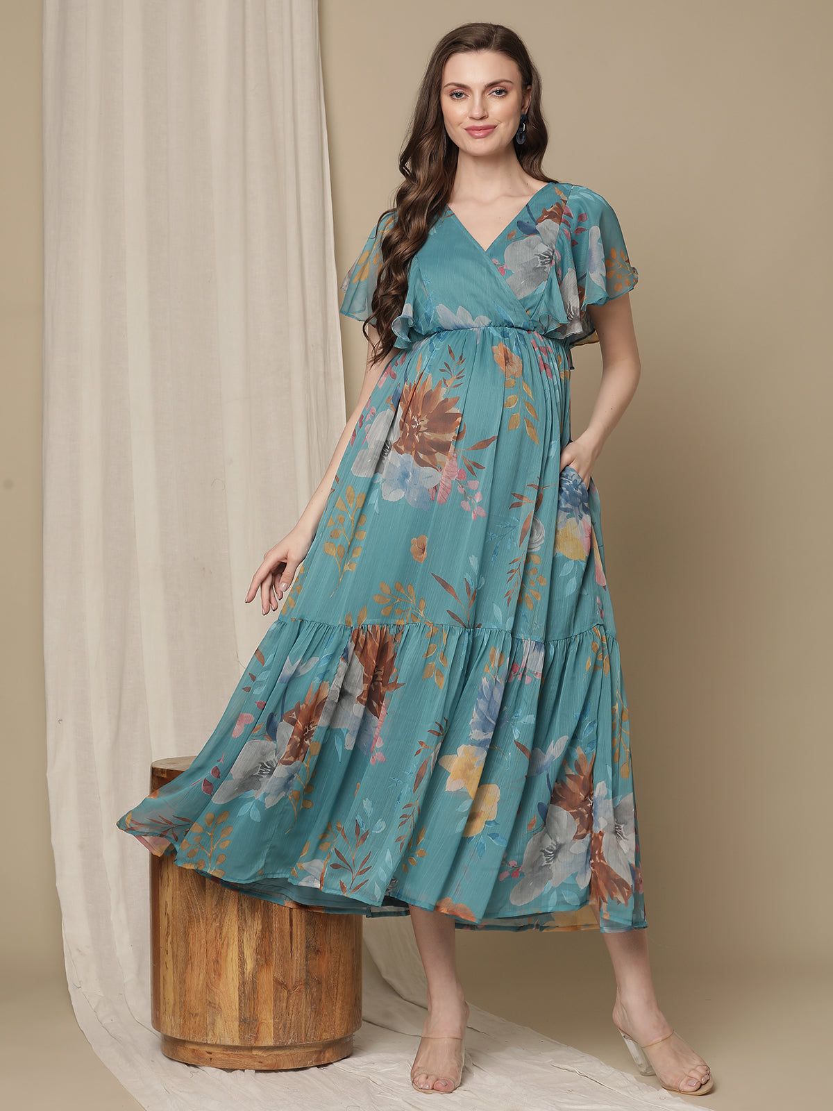 Buy Blue Chiffon Maternity Dress Buy Blue Chiffon Maternity Dress