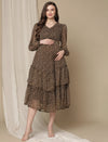 Brown Midi Maternity Dress