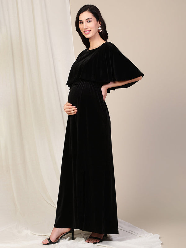 Black Velvet Maternity Dress